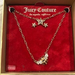 Juicy Couture gold‎ plated bumblebee & Star shaped studded cz layering necklace